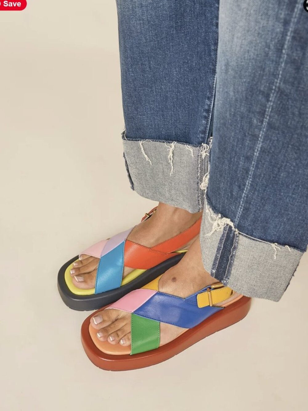 Charlotte Stone Anto Sandals in Solimar Multicolored Slingback Platform Shoes 9 - Picture 3 of 12